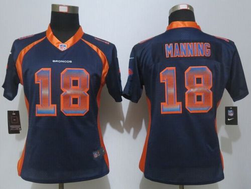 Nike Broncos #18 Peyton Manning Blue Alternate Women's Stitched NFL Elite Strobe Jersey